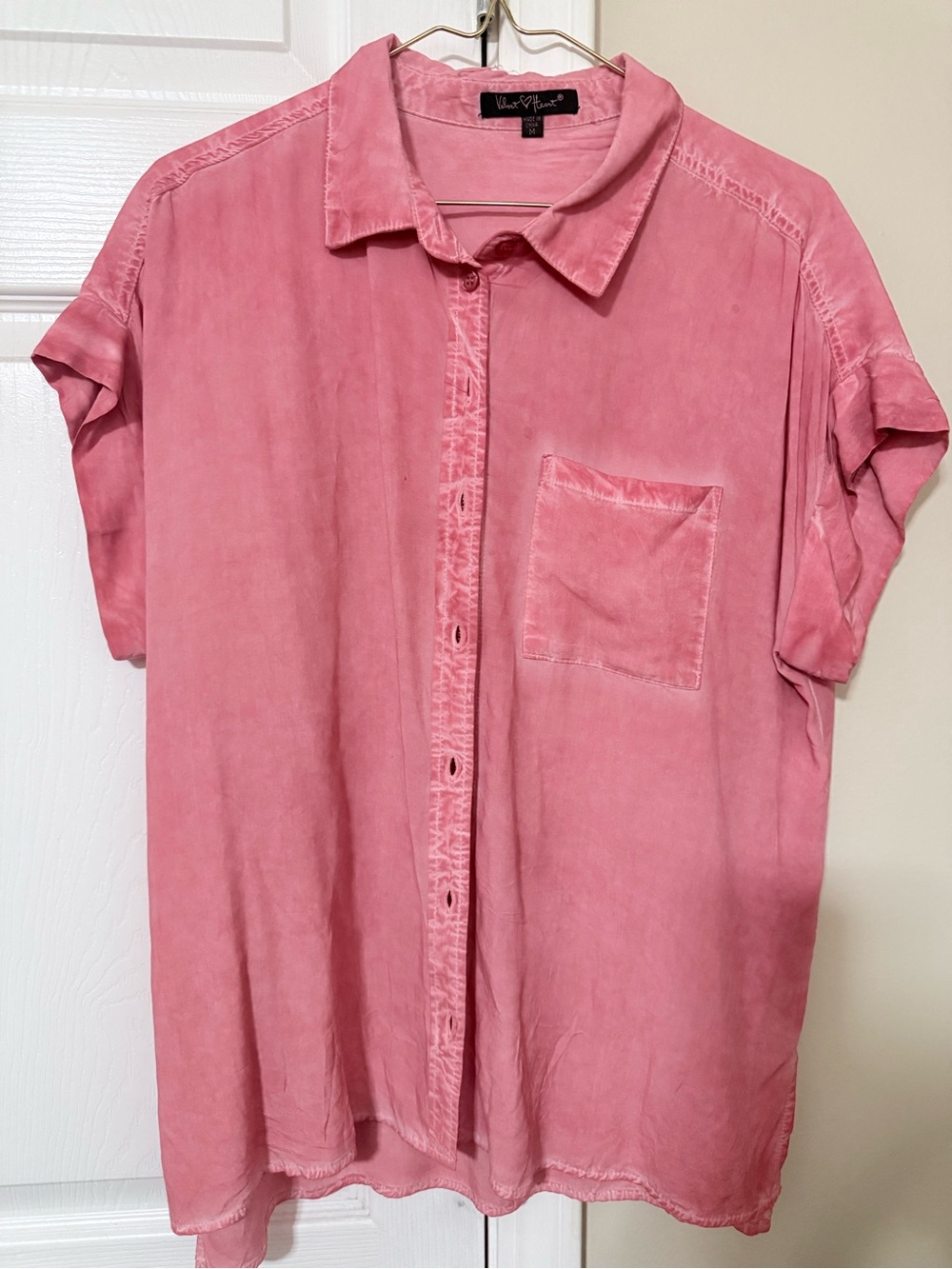 Velvet Heart Pink Button-Down Short Sleeve Shirt